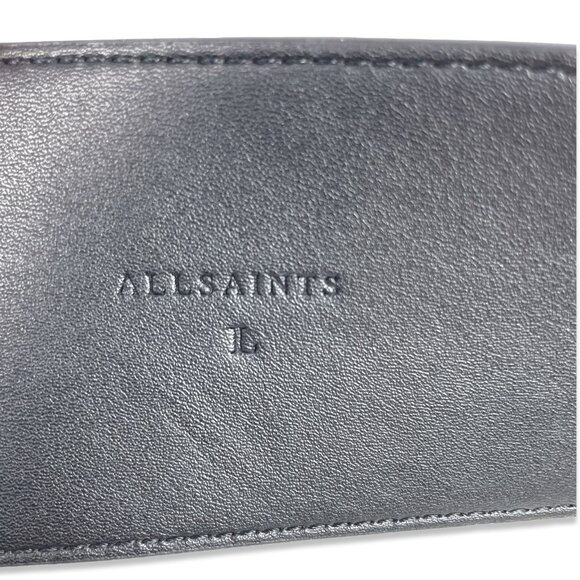 AllSaints Marcella Asymmetric Wide Leather Belt • Black Gold • NWOT Size L - Picture 3 of 7